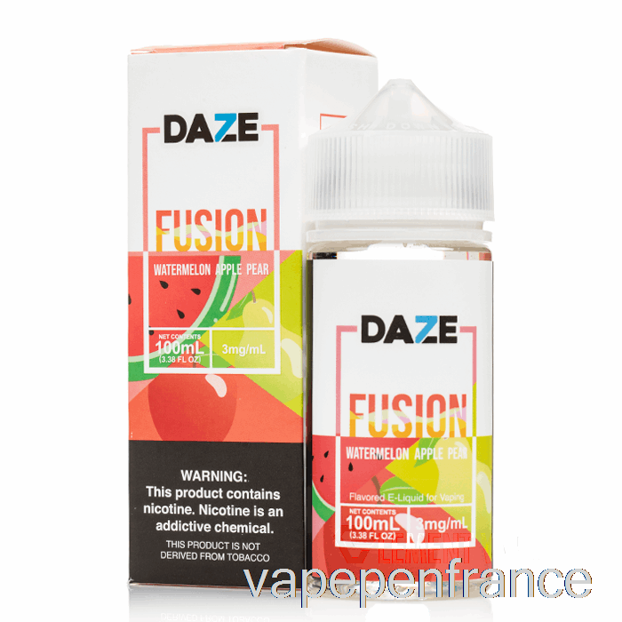 Poire Pomme Pastèque - 7 Daze Fusion - Stylo Vape 100 Ml 0 Mg